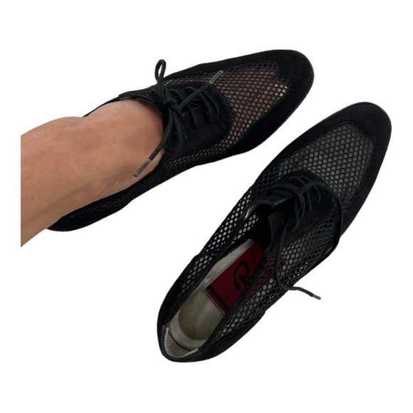 Phyllis Poland Black suede mesh Oxford shoes 6.5 - Picture 3 of 13